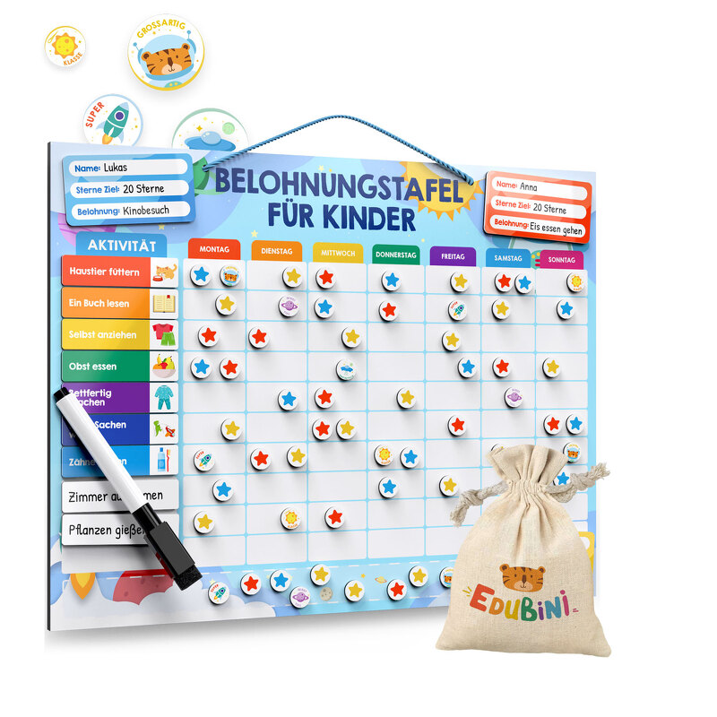 Belohnungstafel für Kinder: Weltraum Edition