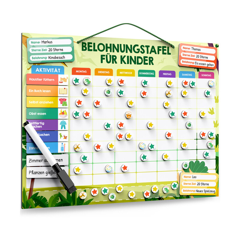 Belohnungstafel für Kinder: Dino Edition